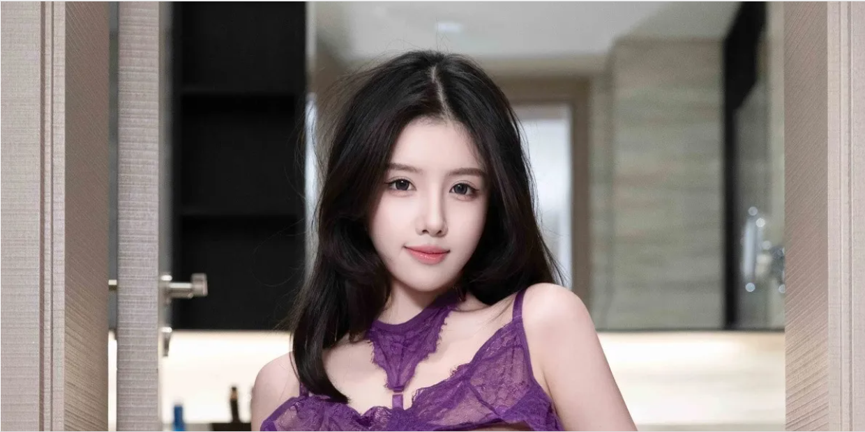 9491_唐翩翩感性紫色拨人心弦的贴身衣服配紫丝吊袜_