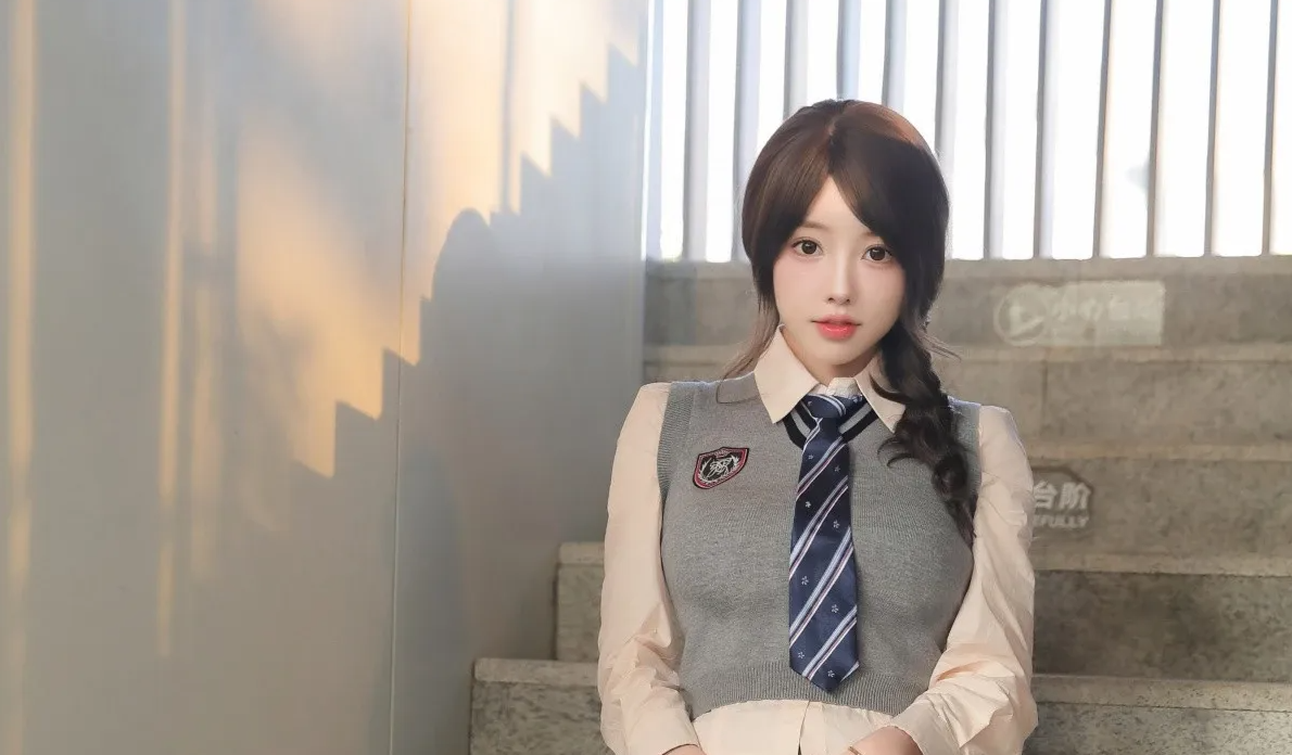 9562_桃妖夭感性jk制服露白色贴身衣服配超薄黑色的丝_