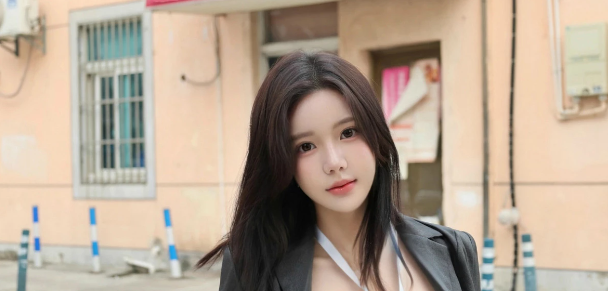 9595_小薯条nienie感性制服露拨人心弦的贴身衣服配灰丝吊