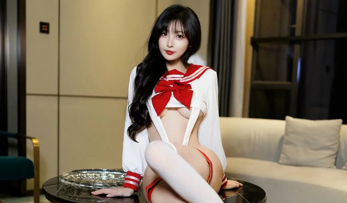 9800_女天使林星阑感性白色高叉连体贴身衣服网状丝_