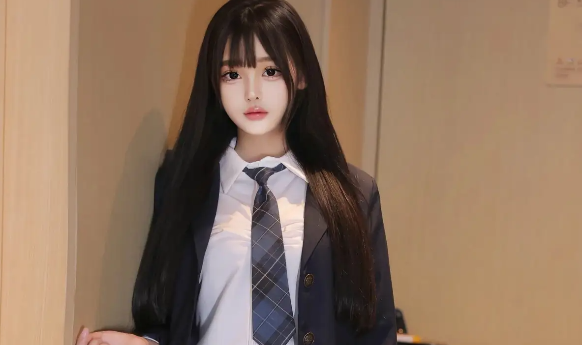9853_女天使余安安感性jk制服露黑色网状丝贴身衣服配_